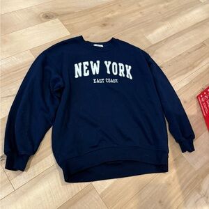 Refuge Navy Crewneck Sweater with New York Design